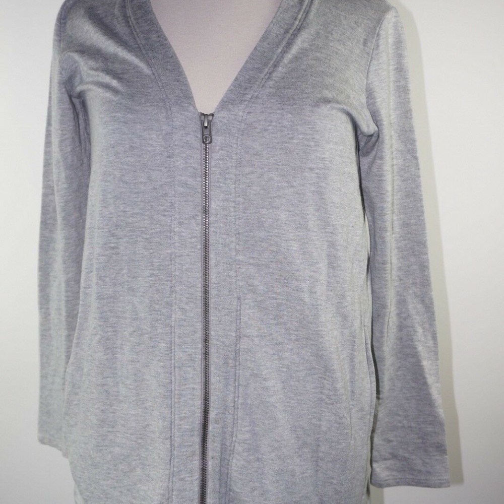 Eileen Fisher Petite Grey Cardigan Zip up Sweater